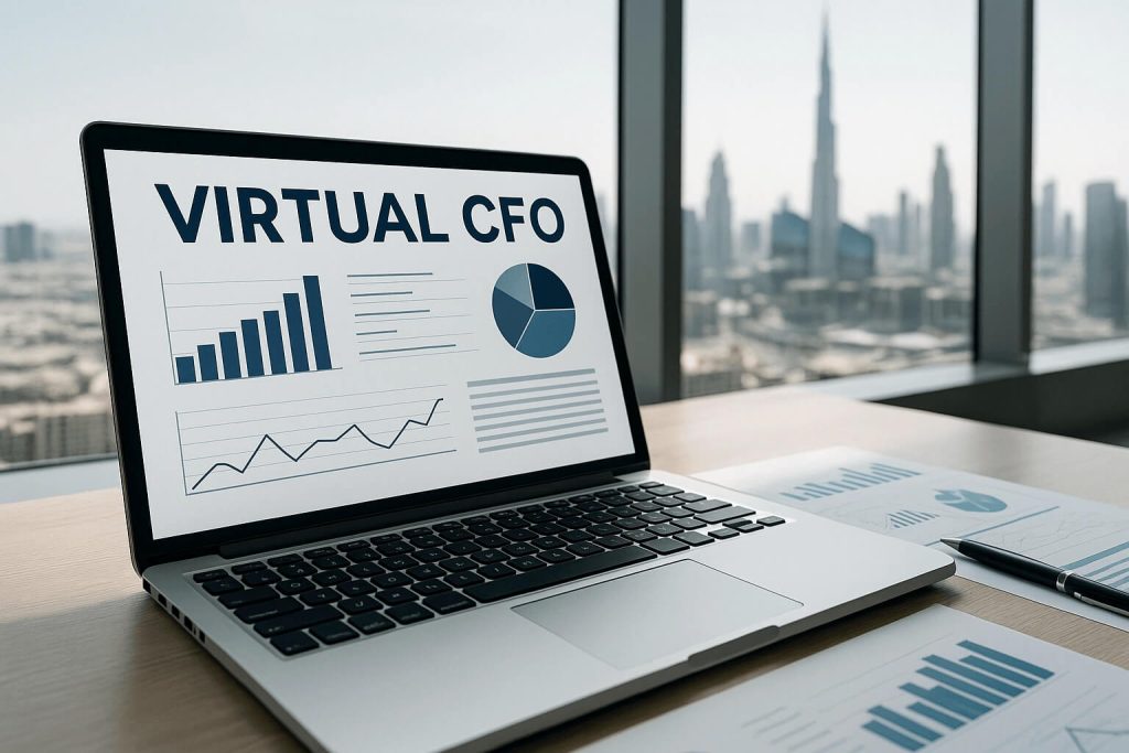 virtual CFO services in the UAE — financial dashboard in Dubai office